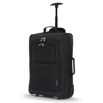 5 Cities (55x35x20cm) Lightweight Cabin Hand Luggage With a Retractable Telescopic Handle, Approved For Ryanair/easyJet/British Airways & more